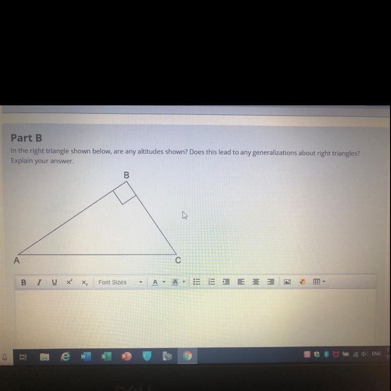 In the right triangle show below are any altitudes shown does lead to any generalizations-example-1