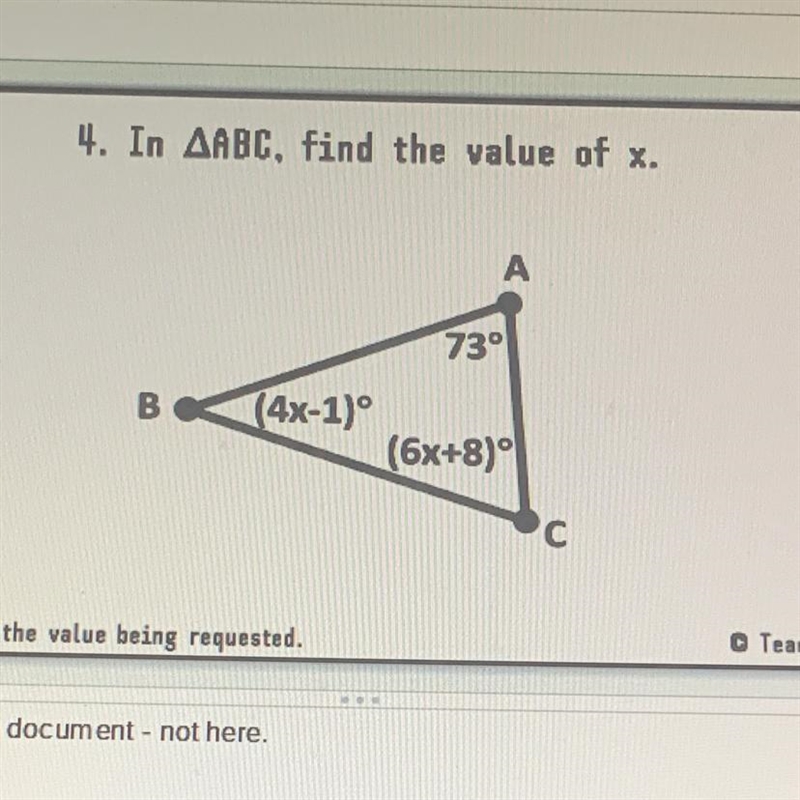 IN ABC, Find the value of X. HELP ME!!!!!!!!!!!!-example-1