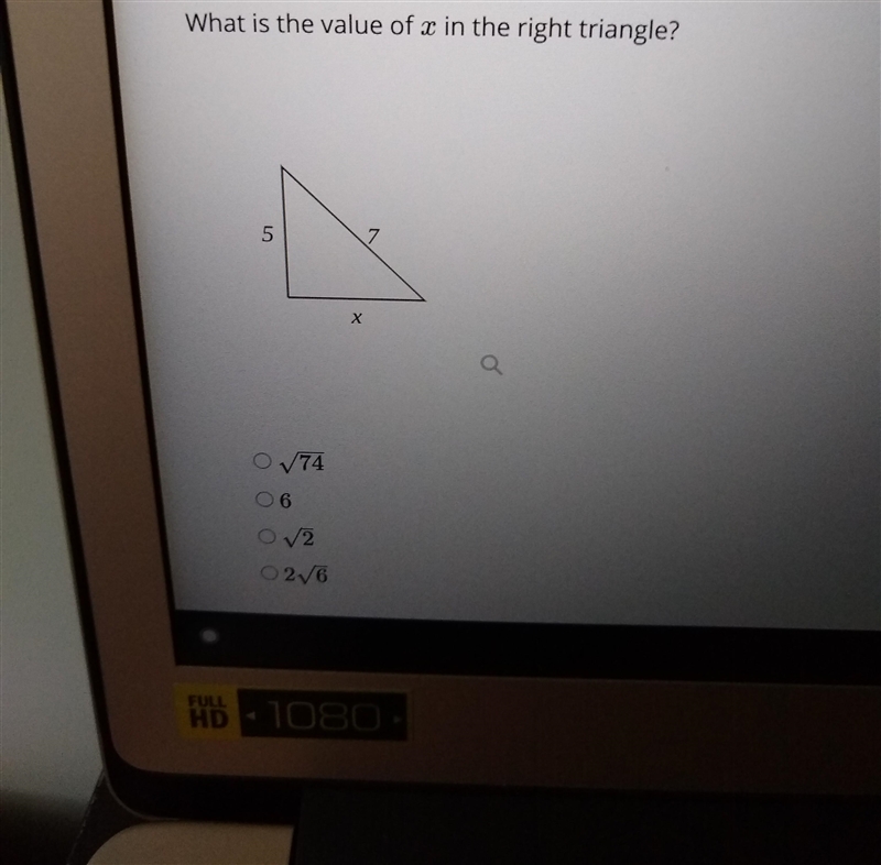 What is the value x in the right triangle-example-1