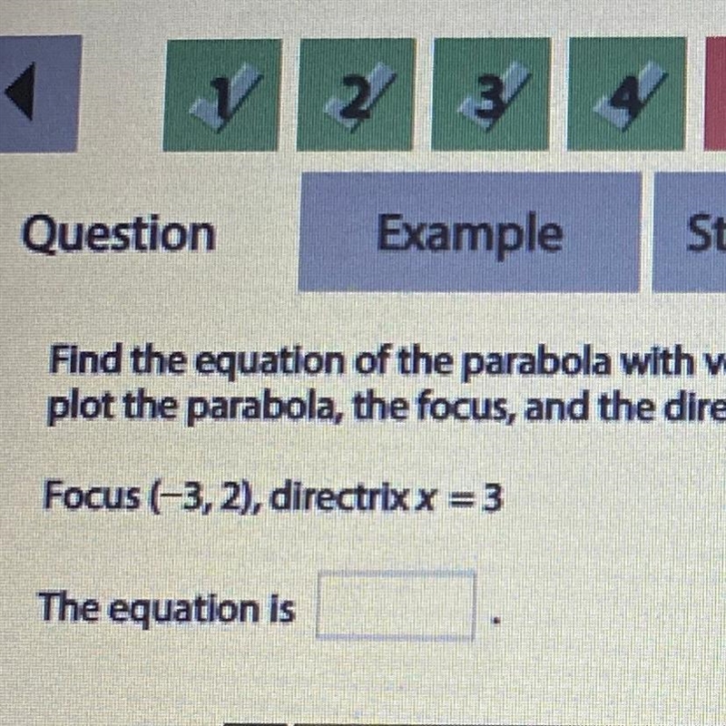 What is the equation of parabola-example-1