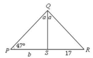 PQ is equal to RQ so b=?-example-1