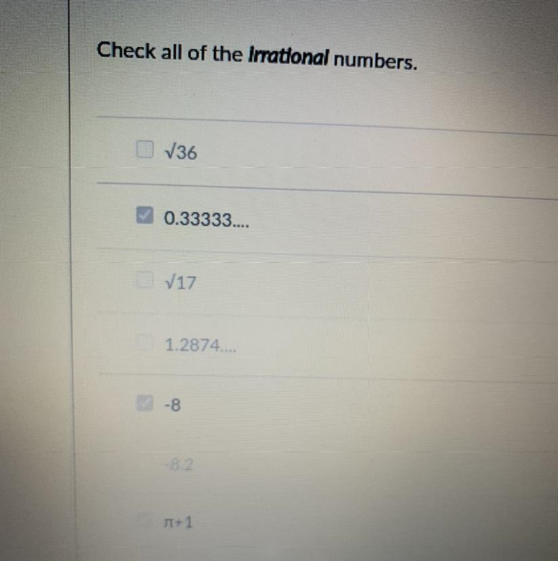 Check all of the irrational numbers.-example-1