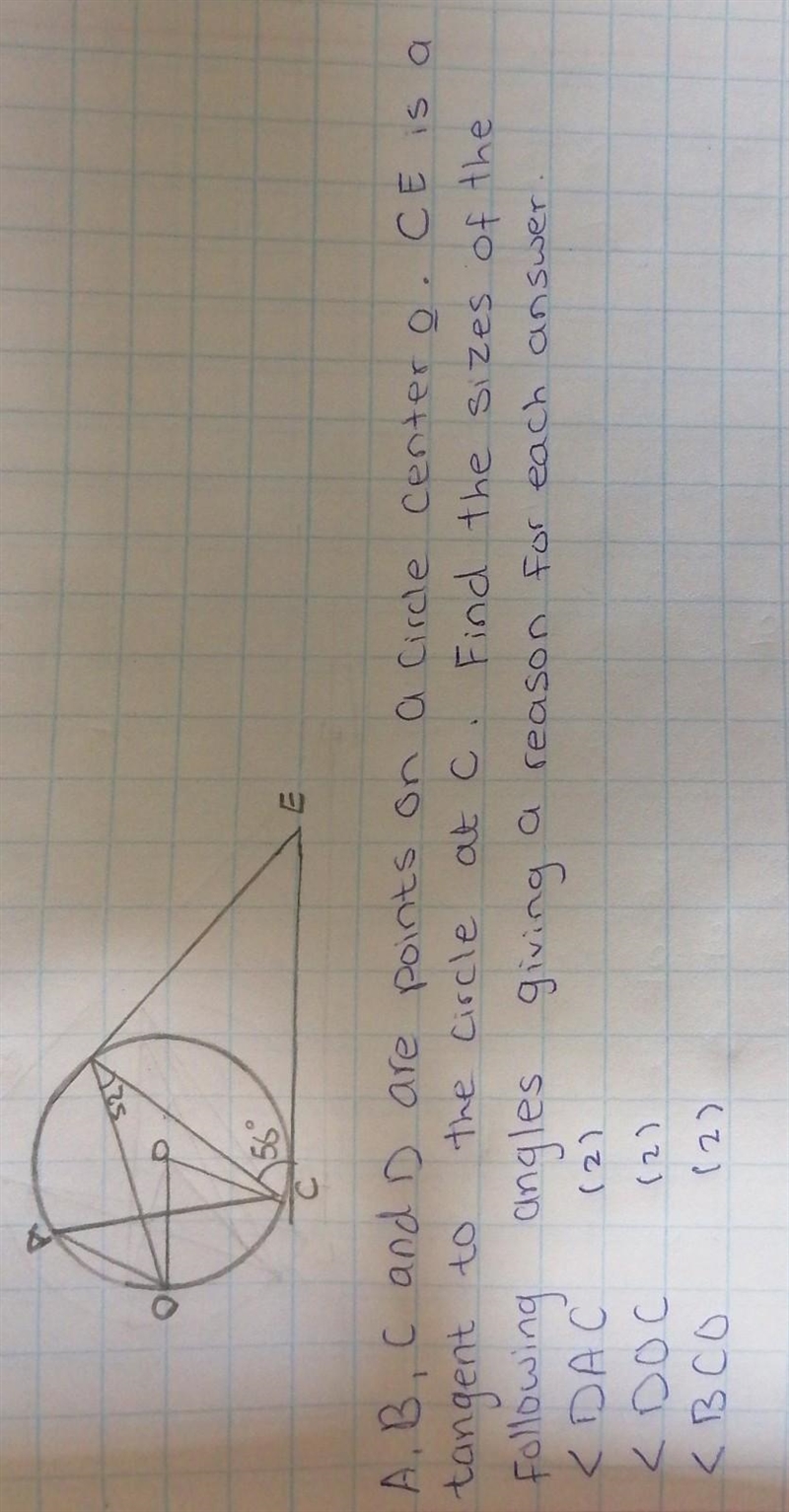 Find the size of the following angles giving a reason for each answer 1.angles DAC-example-1