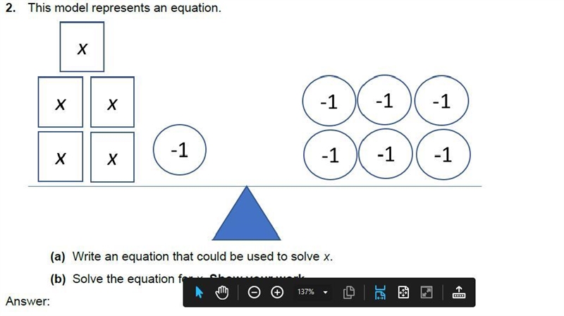 50 PONITS This model represents an equation. (a) Write an equation that could be used-example-1