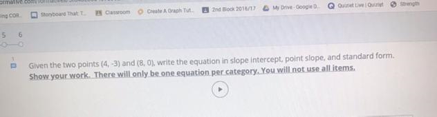 I need this in standard form slope intercept and point slope form.-example-1