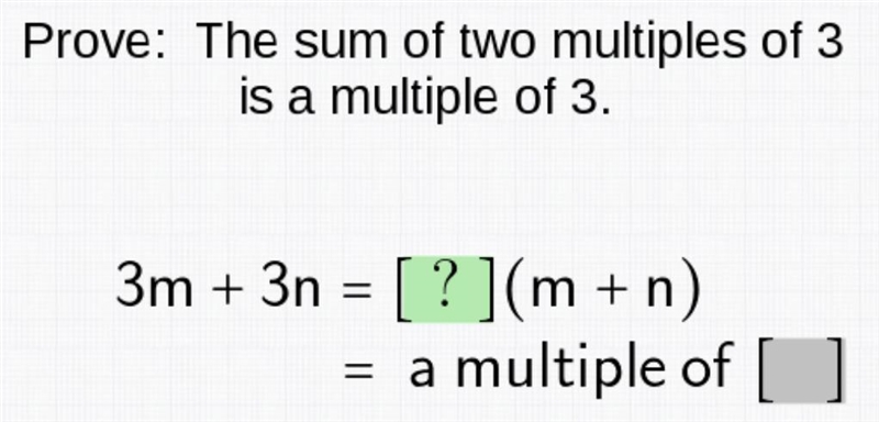 Prove: The sum of two multiples of 3 is a multiple of 3-example-1