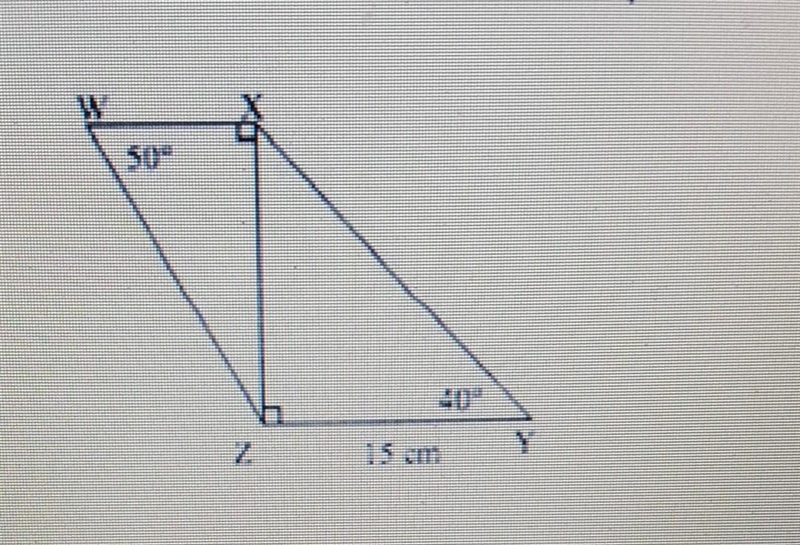 Calculate the length of WZ to the nearest tenth of a centimetre. Show all of your-example-1