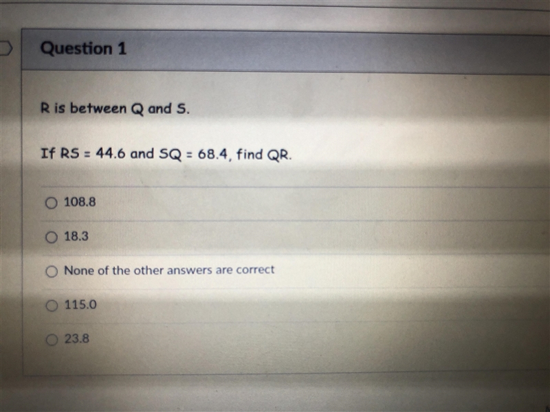 R is between Q and S Find QR-example-1