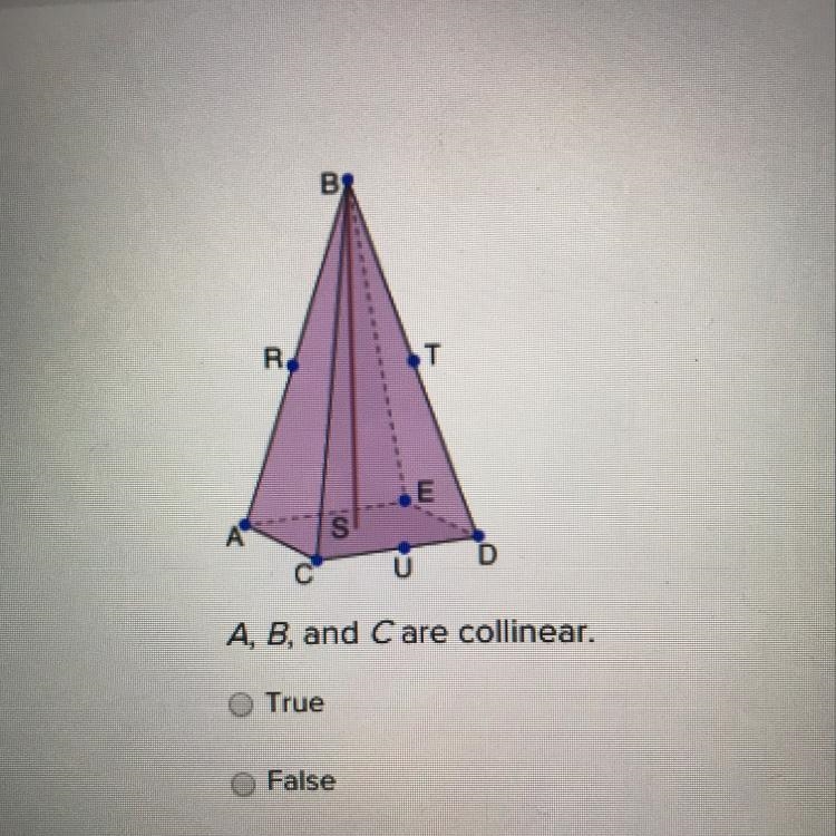 A, B, and C are collinear. True False-example-1