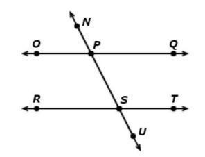 1. If OQ and RT are parallel lines which statement is true? A) OPS is congruent to-example-1