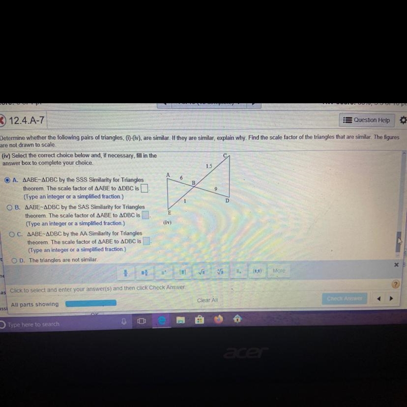 What is the scale factor of the triangles ABE & DBC ?-example-1