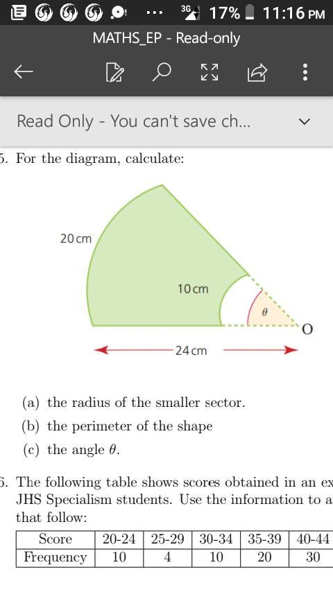 For the diagram, calculate; the radius of the smaller section and the perimeter of-example-1