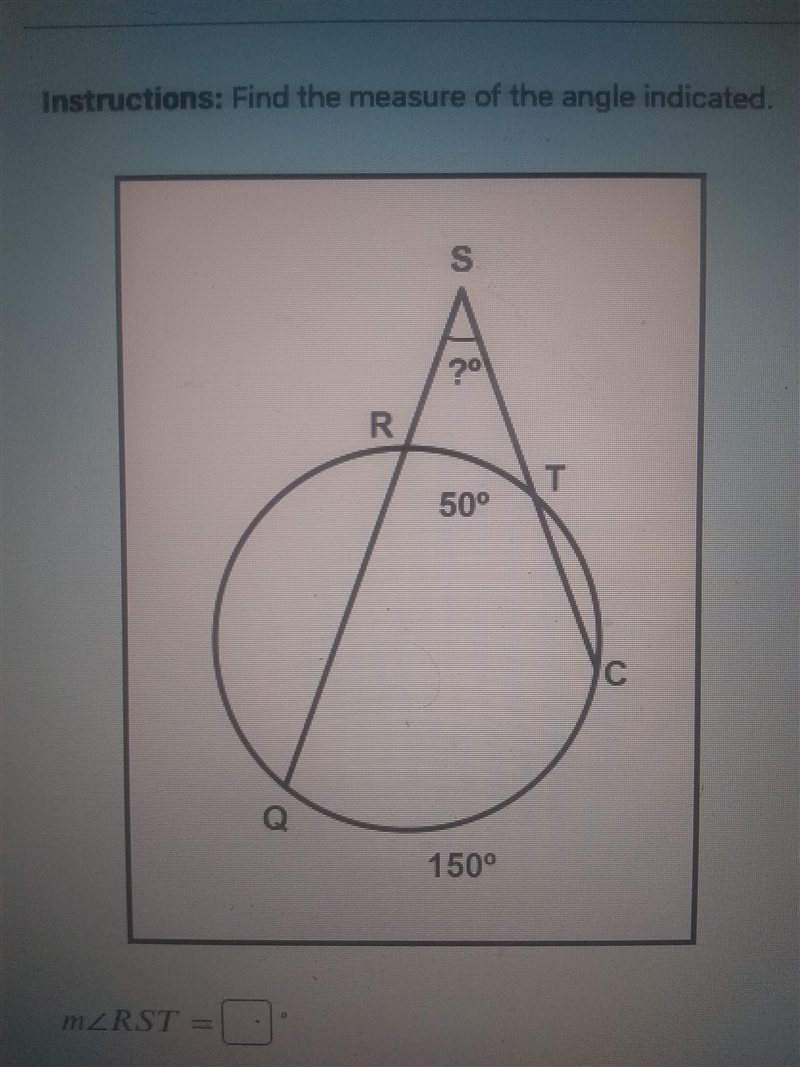 Help find the measure of the angle indicated!!!?-example-1