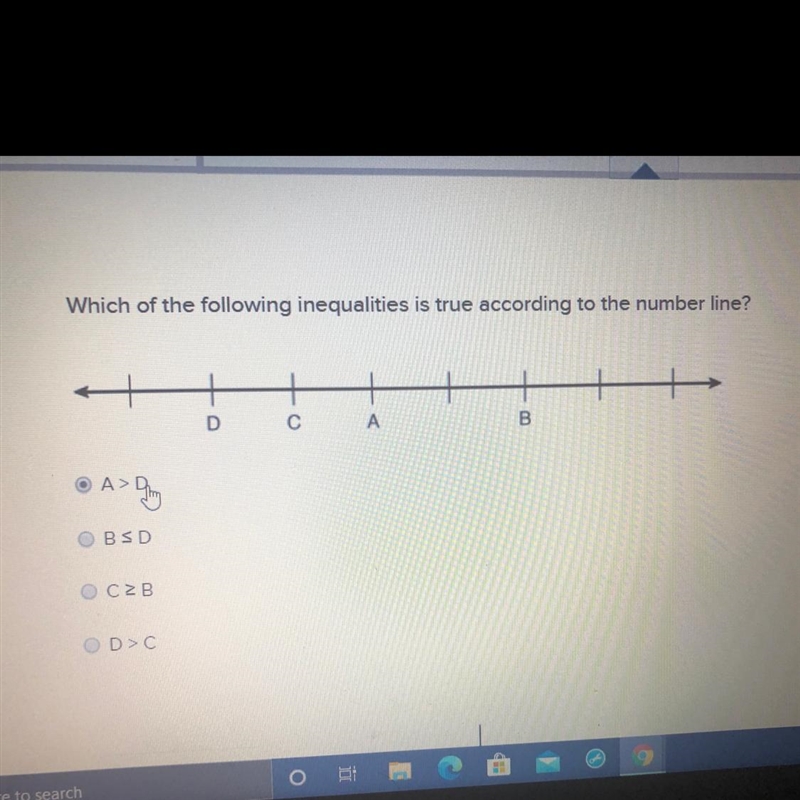 PLEASE HELP Which of the following inequalities is true according to the number line-example-1