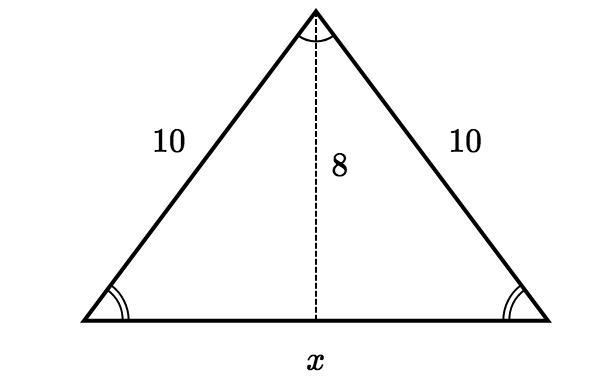 Find the value of x in the isosceles triangle shown below.-example-2