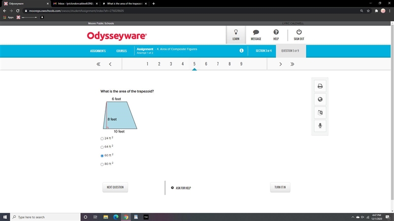 What is the area of the trapezoid.-example-1