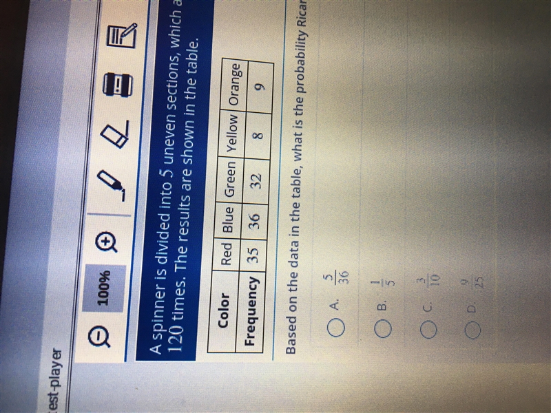 PLEASE HELP AND GIVE THE EXPLANATION SO I CAN LEARN!!! A spinner is divided into five-example-1