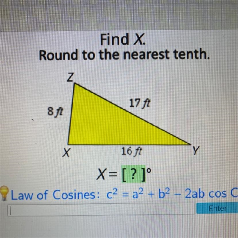 Find x and round to the nearest tenth.-example-1