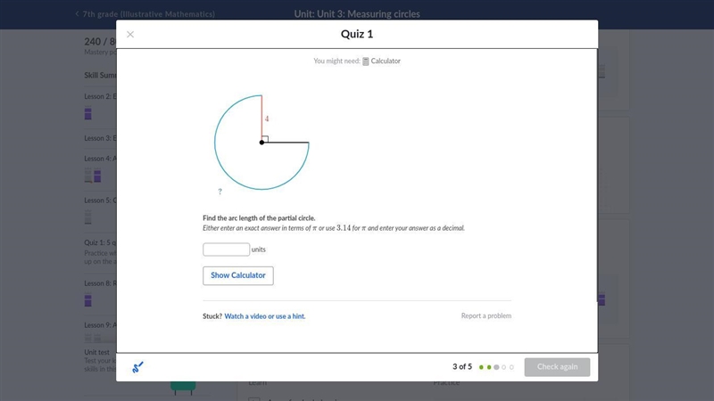 Find the arc length of the partial circle.-example-1