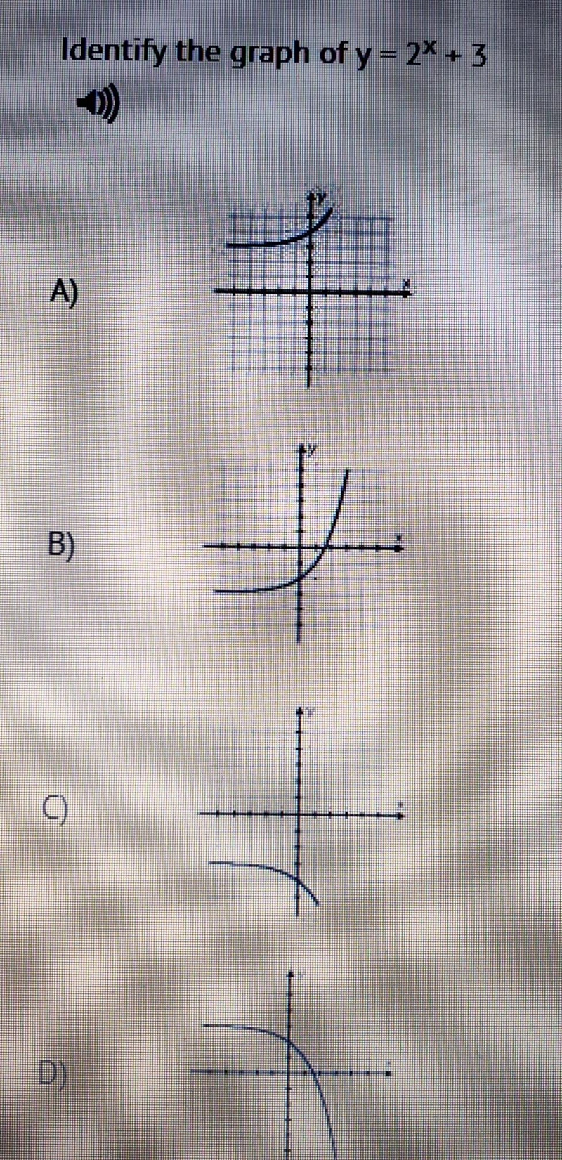 Identify the graph of y= 2^x + 3​-example-1