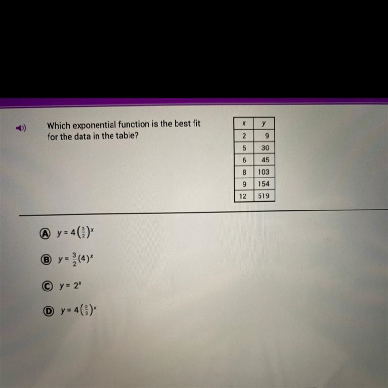 Which exponential function is the best fit for the data in the table? ( please help-example-1