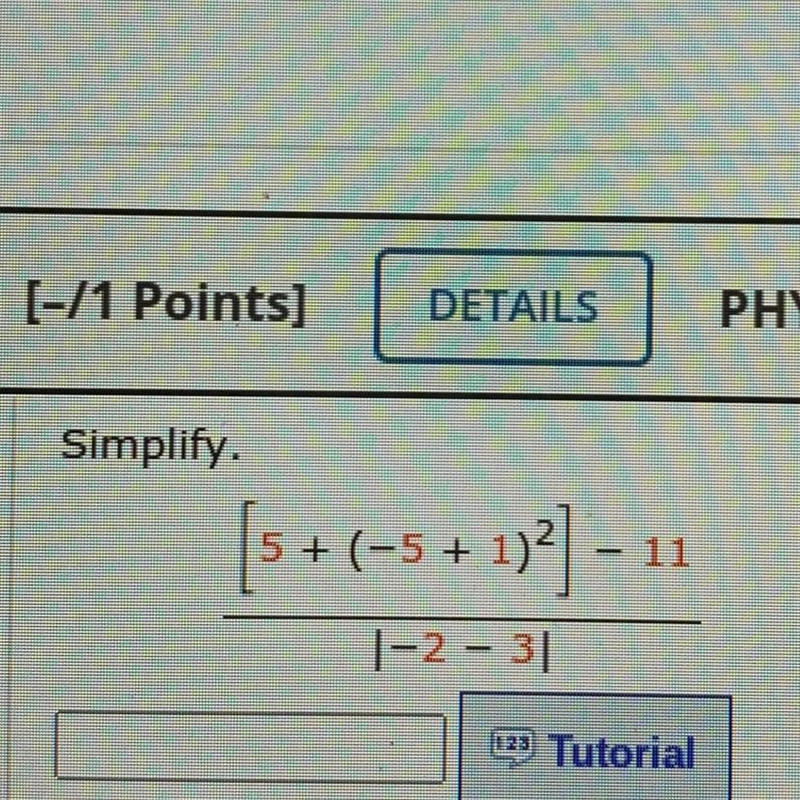 HELP Simplify. 5 + (-5 -5 + 1) 1-2 - 31-example-1