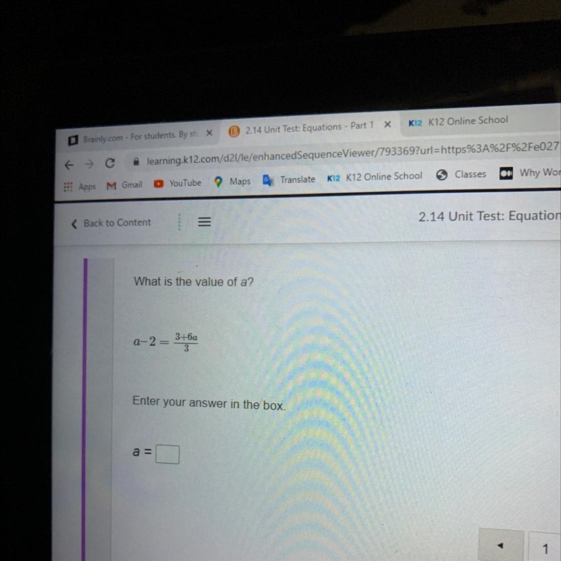 A-2=3+6a/3 What’s the value of a?-example-1