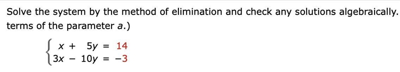 Solve the system by the method of elimination.-example-1