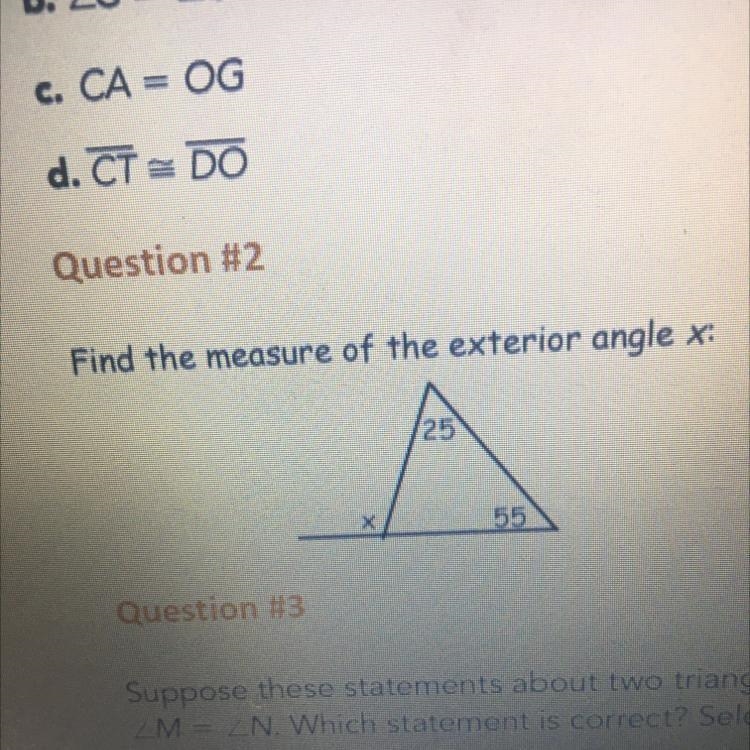 Find the measure of the exterior angle X: 125-example-1