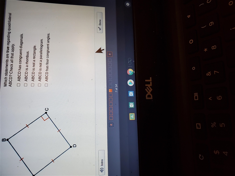 Which statements are true rega quadrilateral. ABCD? ABCD has congruent diagnals-example-1