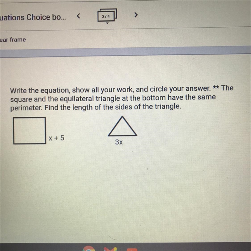 Write the equation, show all your work, and circle your answer. ** The square and-example-1