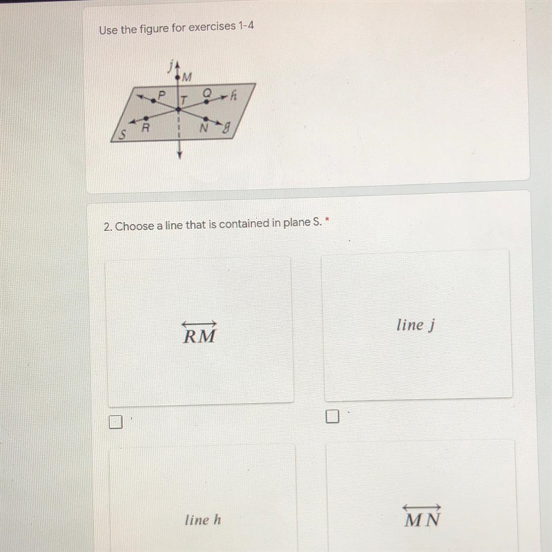 Choose a line that is contained in plane s look at the picture for an example it’s-example-1