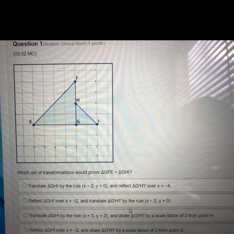 Which set of transformations would prove AGFE ~ AGHI?-example-1