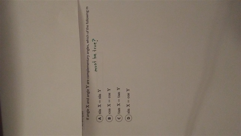 If angle X and angle Y are complementary angles which must be true?-example-1