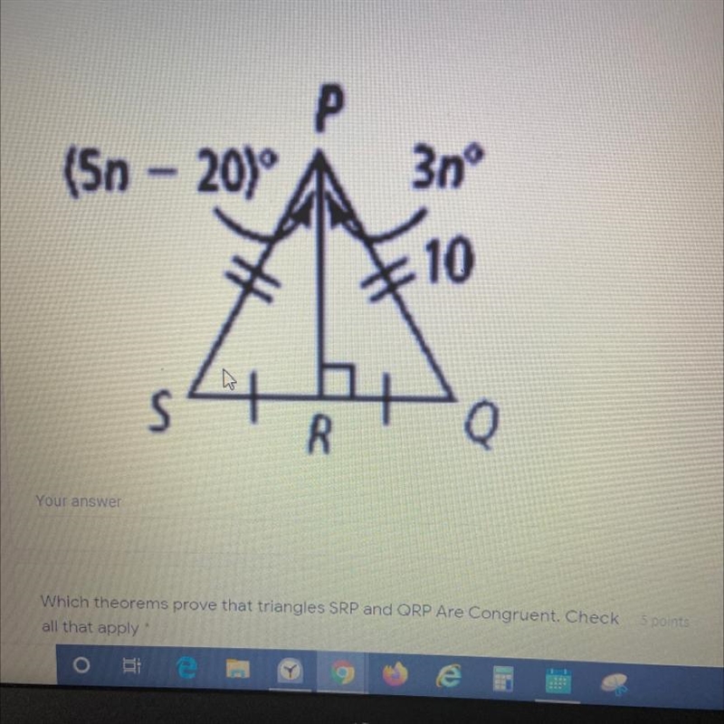 Which theorems prove that triangles SRP and QRP Are Congruent. Check all that apply-example-1