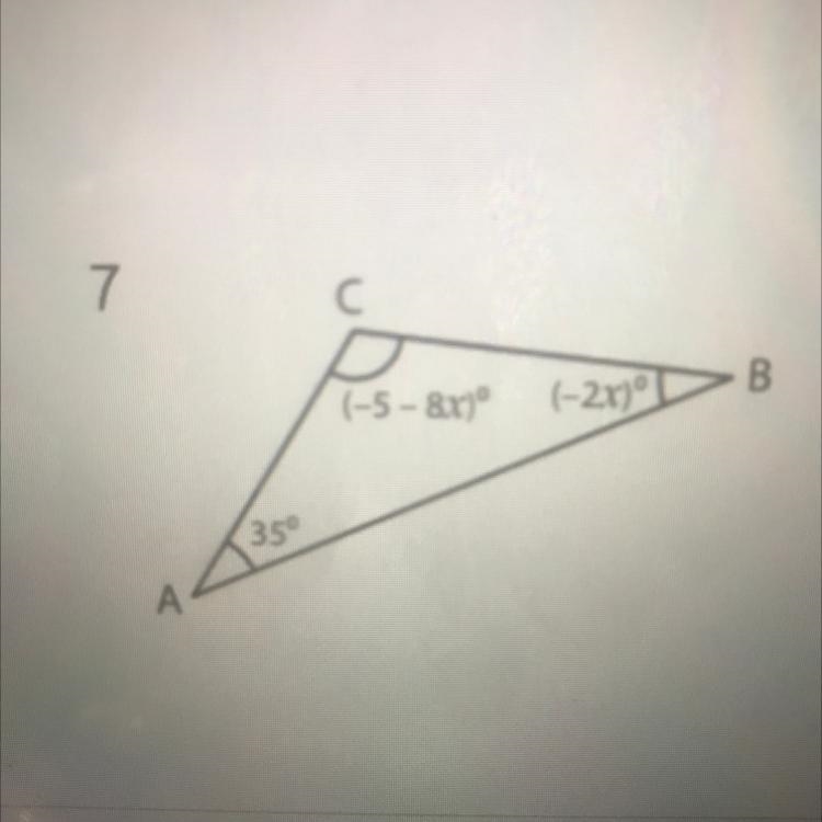 Find the value of X and then the value of each missing angle.-example-1