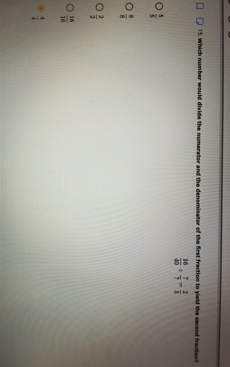 Helpp I don't know if it's correct Every fraction is equal to 1, so I don't know which-example-1