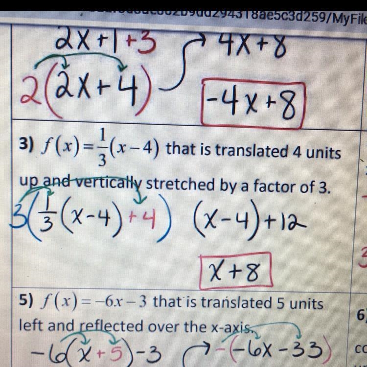 How does number 3 work, I don’t understand how it end up being x+8-example-1