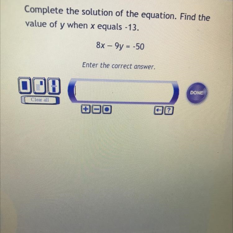 8(-13)-9y=-50 what does y=-example-1