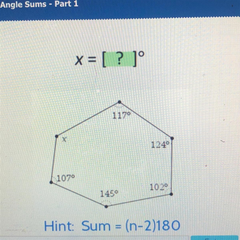 Cellus X = ? ]° 1179 X 1249 1079 102 1450 Hint: Sum = (n-2)180-example-1