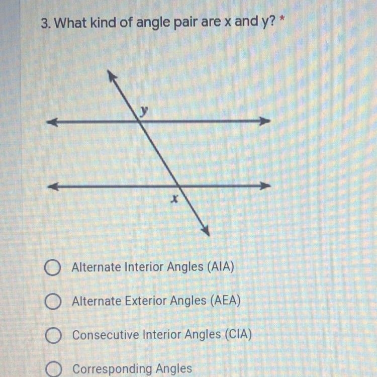 3. What kind of angle pair are x and y?*-example-1