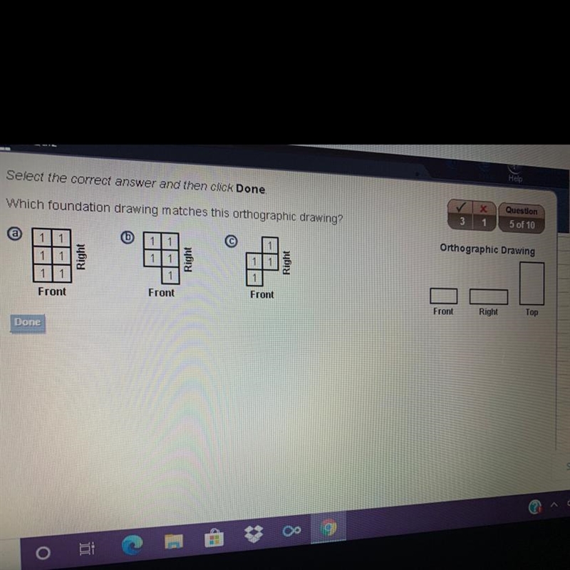 Which foundation drawing matches this orthographic drawing ?-example-1