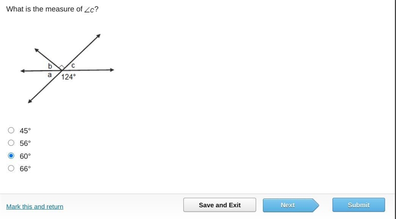 What is the measure of Angle c?-example-1