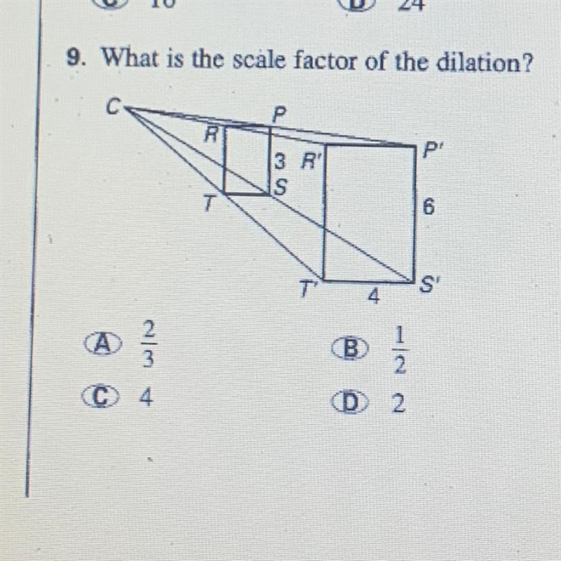 9. What is the scale factor of the dilation?-example-1