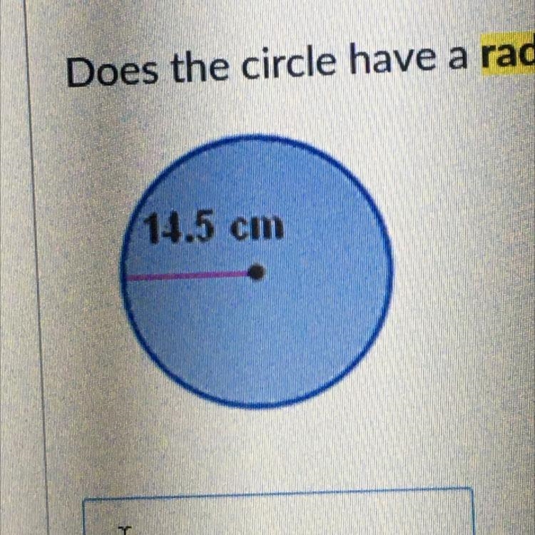 HELP Does this circle have a radius or diameter?-example-1