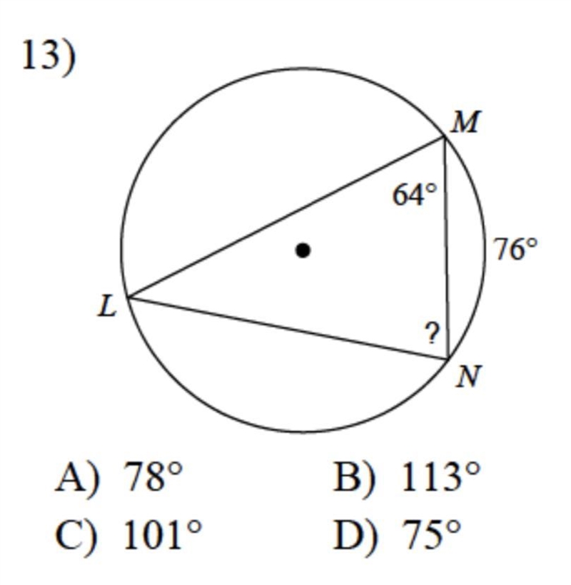 A) 78° C) 101° B) 113° D) 75°-example-1