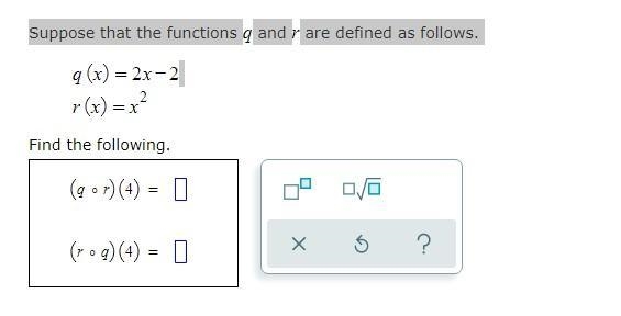 Suppose that the functions and are defined as follows.-example-1