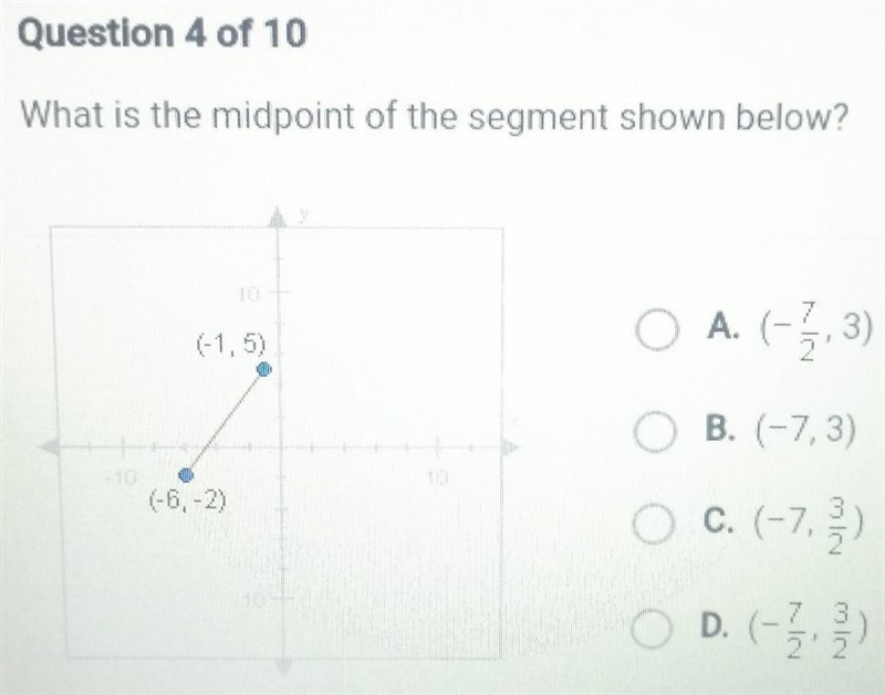 What is the midpoint of the segment shown below?​-example-1