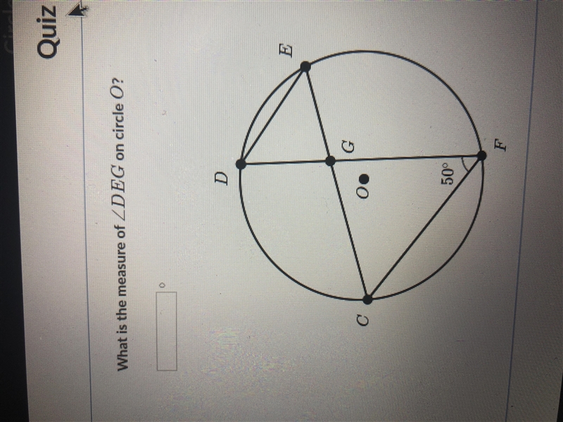 What is the measure of angle DEG on circle O? Please help! Picture included!-example-1