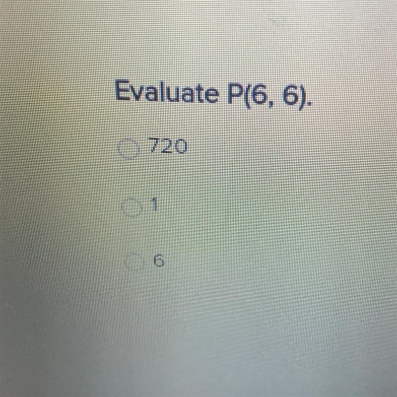 Evaluate P(6, 6). 720 01 6-example-1